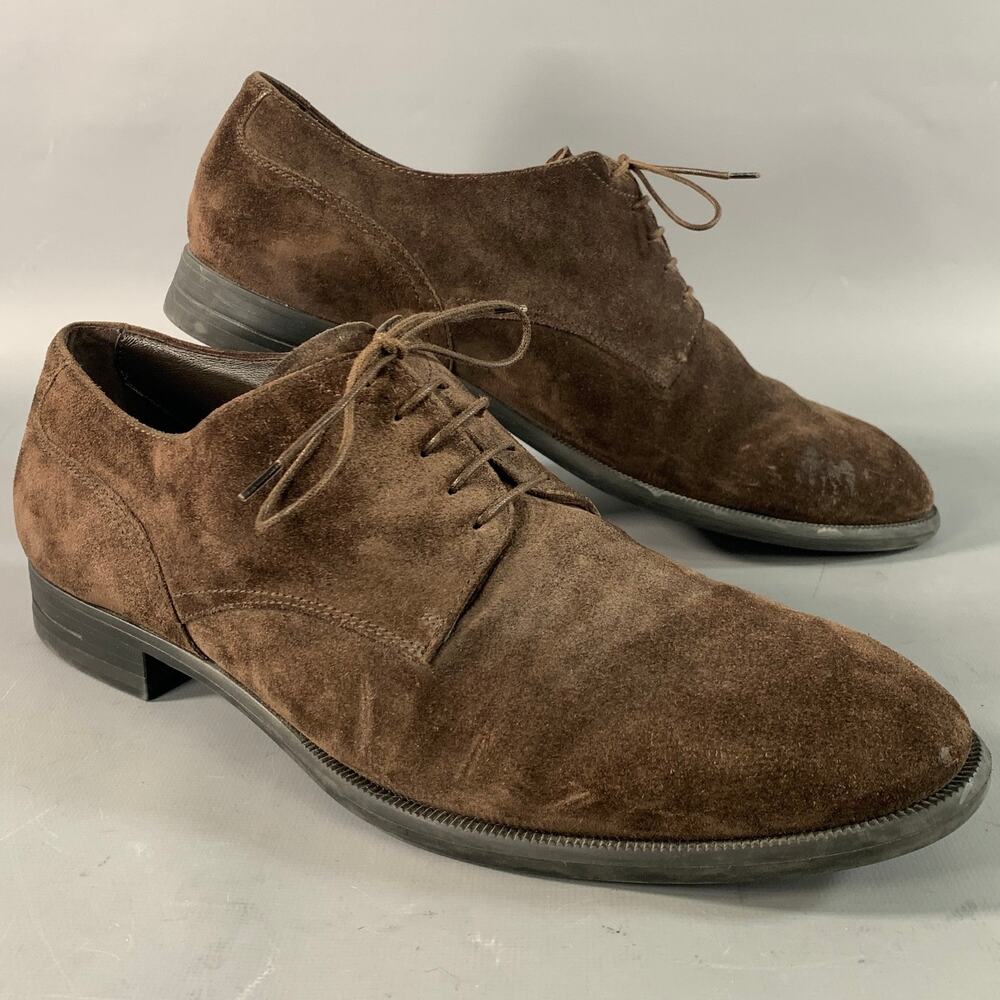ERMENEGILDO ZEGNA Size 9.5 Brown Solid Suede Derby Lace Up Shoes